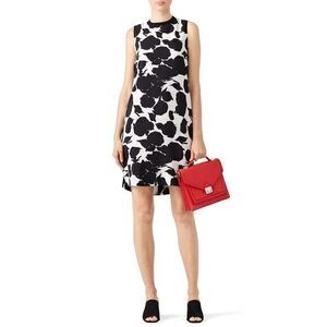 DEREK LAM 10 CROSBY White and Black Abstract Shift Dress